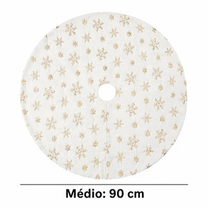 Saia para árvore de Natal Flocos Dourados tamanho médio 90 cm