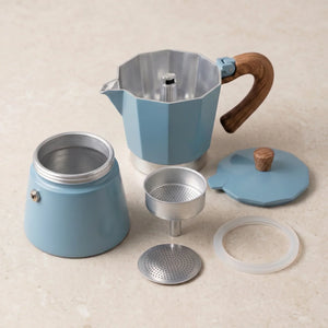 Partes internas da cafeteira italiana Torino Azul