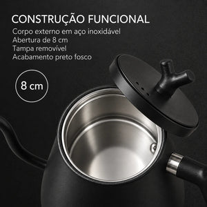 Construção funcional em aço inoxidável da chaleira Veneza preta
