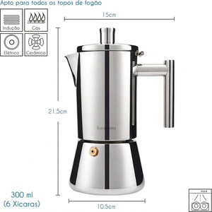 Detalhe da válvula de segurança da cafeteira italiana inox