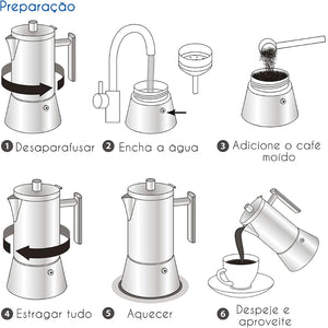 Detalhe da base magnética da cafeteira moka inox compatível com indução