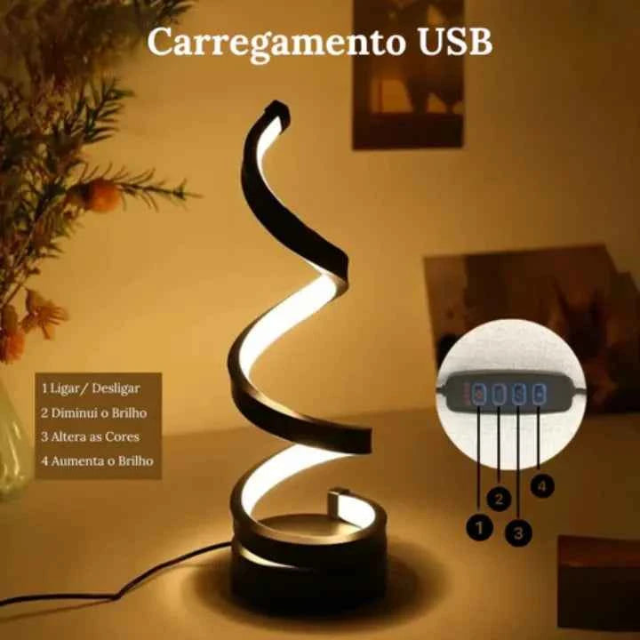 Luminária de Mesa em Led Ondular com Base Lumi Homi