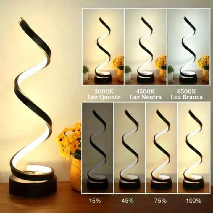 Luminária de Mesa em Led Ondular com Base Lumi Homi