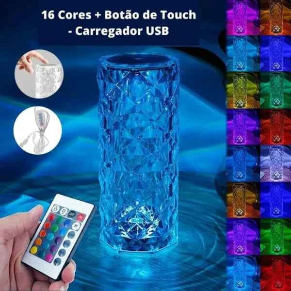 Luminária de Mesa para Quarto LED Cristal Lumi Homi