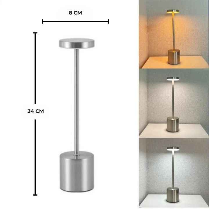 Luminária de Mesa em Led Recarregável Prata Modelo Orbi