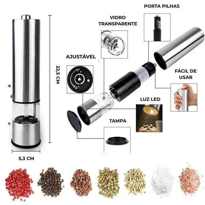 Moedor de Sal Elétrico Inox Lumi Homi
