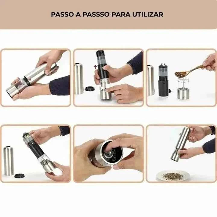 Moedor de Sal Elétrico Inox Lumi Homi