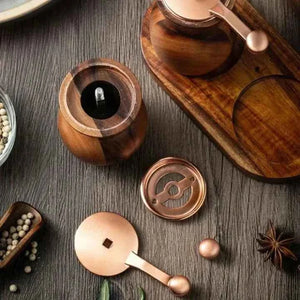 Moedor de Temperos Manual Wood Lumi Homi | 2 Unidades + Base