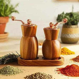 Moedor de Temperos Manual Wood Lumi Homi | 2 Unidades + Base