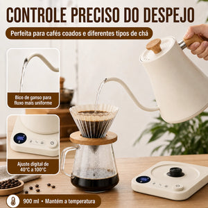 Controle preciso da Chaleira Elétrica 220V Branca de Luxo Milano