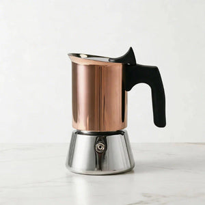 Cafeteira italiana moka inox Palermo 200 ml com acabamento cobre
