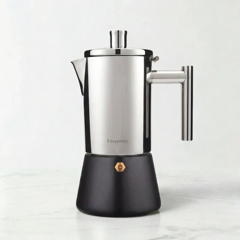 Cafeteira italiana moka inox Capri 300 ml com base preta