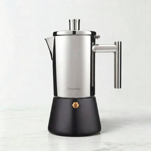Cafeteira italiana moka inox Capri 300 ml com base preta