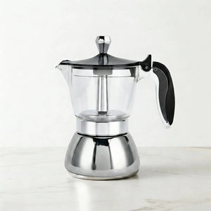 Cafeteira italiana moka inox Milano 200 ml com camara transparente
