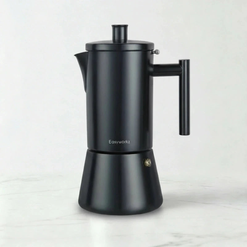 Cafeteira italiana Pisa preta em inox 300 ml