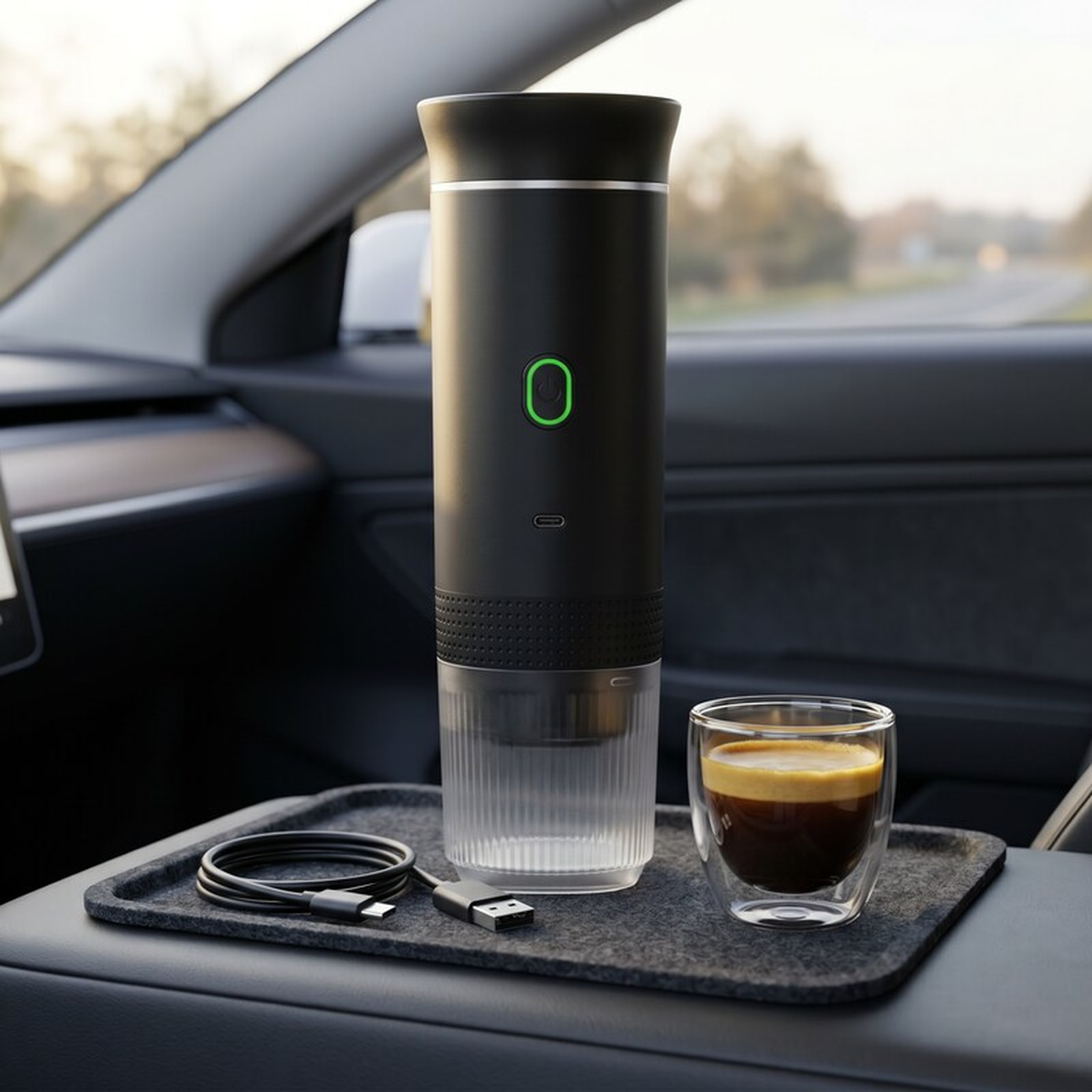 Cafeteira portatil 3 em 1 preta Lumi Homi para carro e viagem