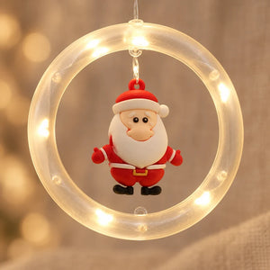 Detalhe do aro iluminado com personagem Papai Noel
