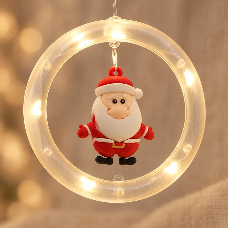 Detalhe do aro iluminado com personagem Papai Noel