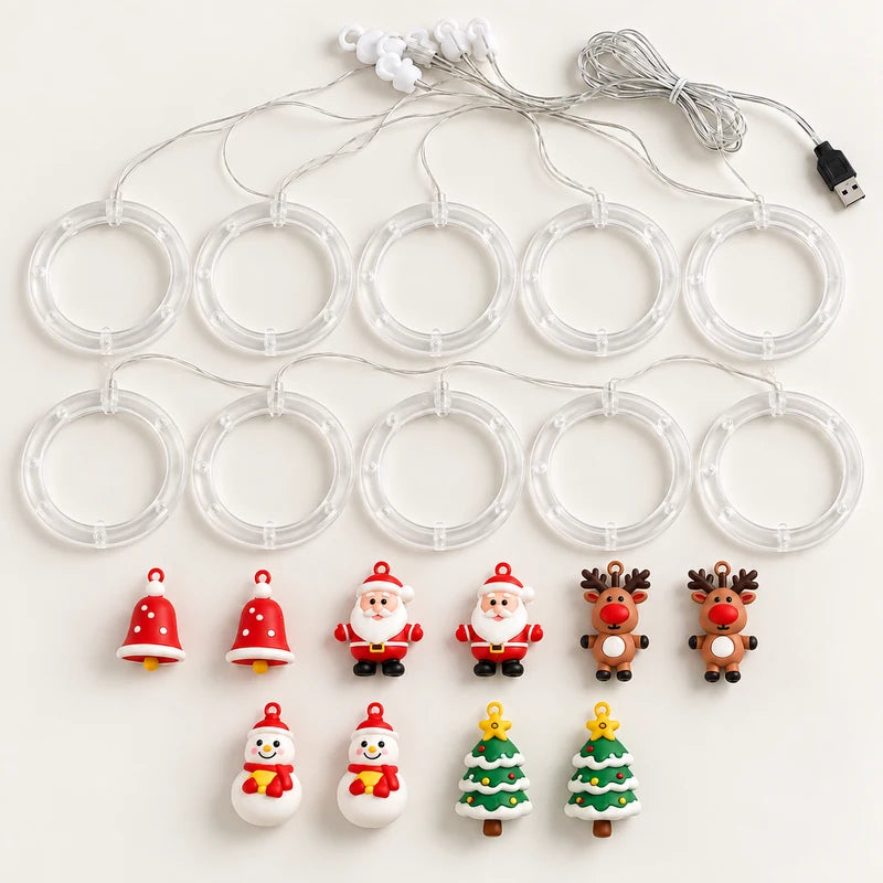 Conjunto com 10 aros, 10 personagens e cabo USB