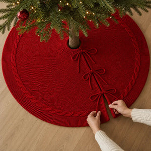 Como colocar a saia para árvore de Natal tricotada vermelha na base