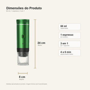 Dimensoes da cafeteira portatil verde 60 ml sem reflexo