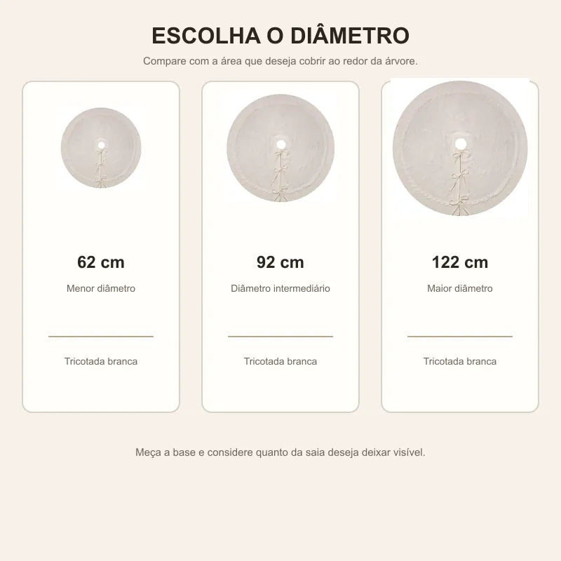 Tamanhos da saia tricotada branca