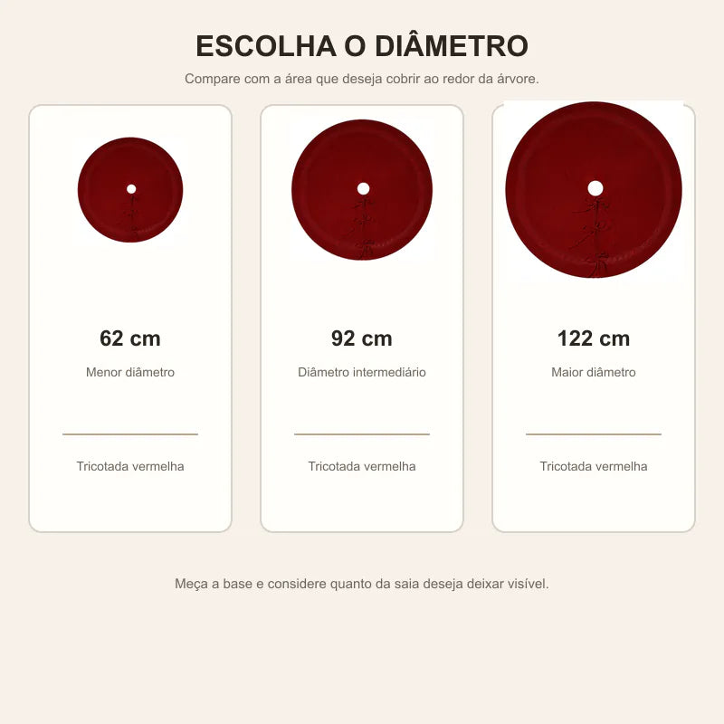 Tamanhos da saia tricotada vermelha