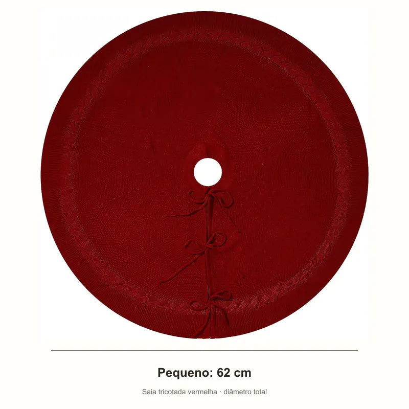 Saia para árvore de Natal tricotada vermelha tamanho pequeno 62 cm