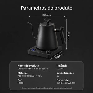 Medidas e especificações da chaleira elétrica Veneza preta