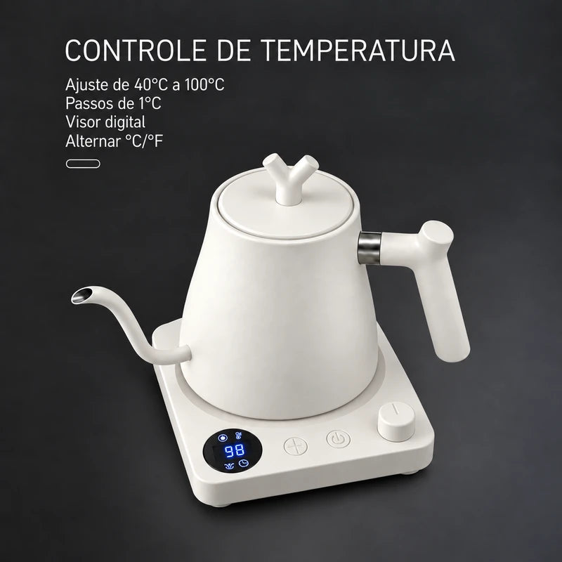 Controle de temperatura de 40°C a 100°C da chaleira Veneza branca