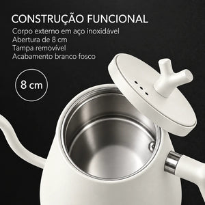 Construção funcional em aço inoxidável da chaleira Veneza branca