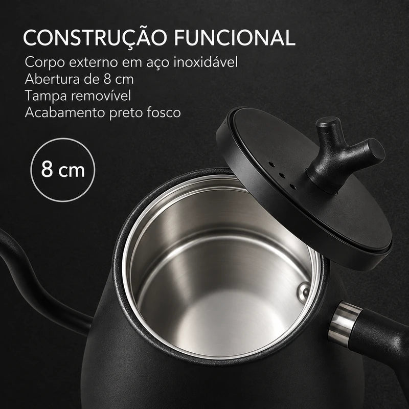 Construção funcional em aço inoxidável da chaleira Veneza preta