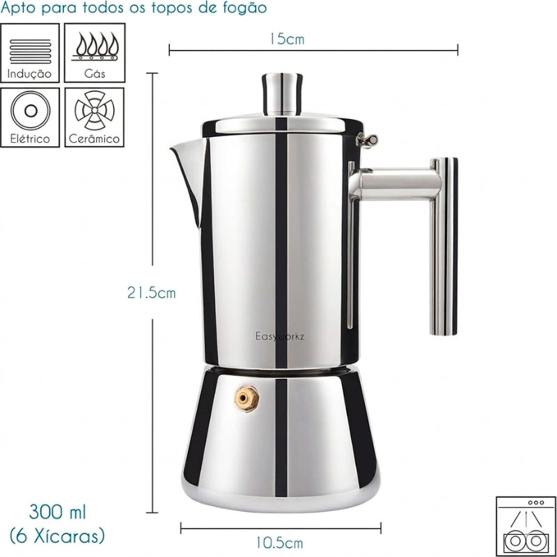 Detalhe da válvula de segurança da cafeteira italiana inox