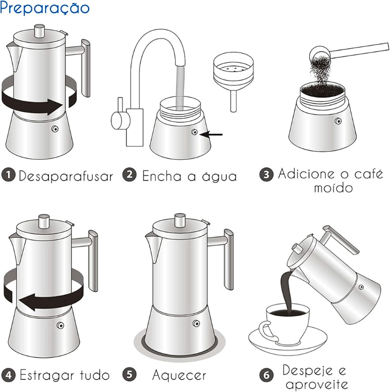 Detalhe da base magnética da cafeteira moka inox compatível com indução