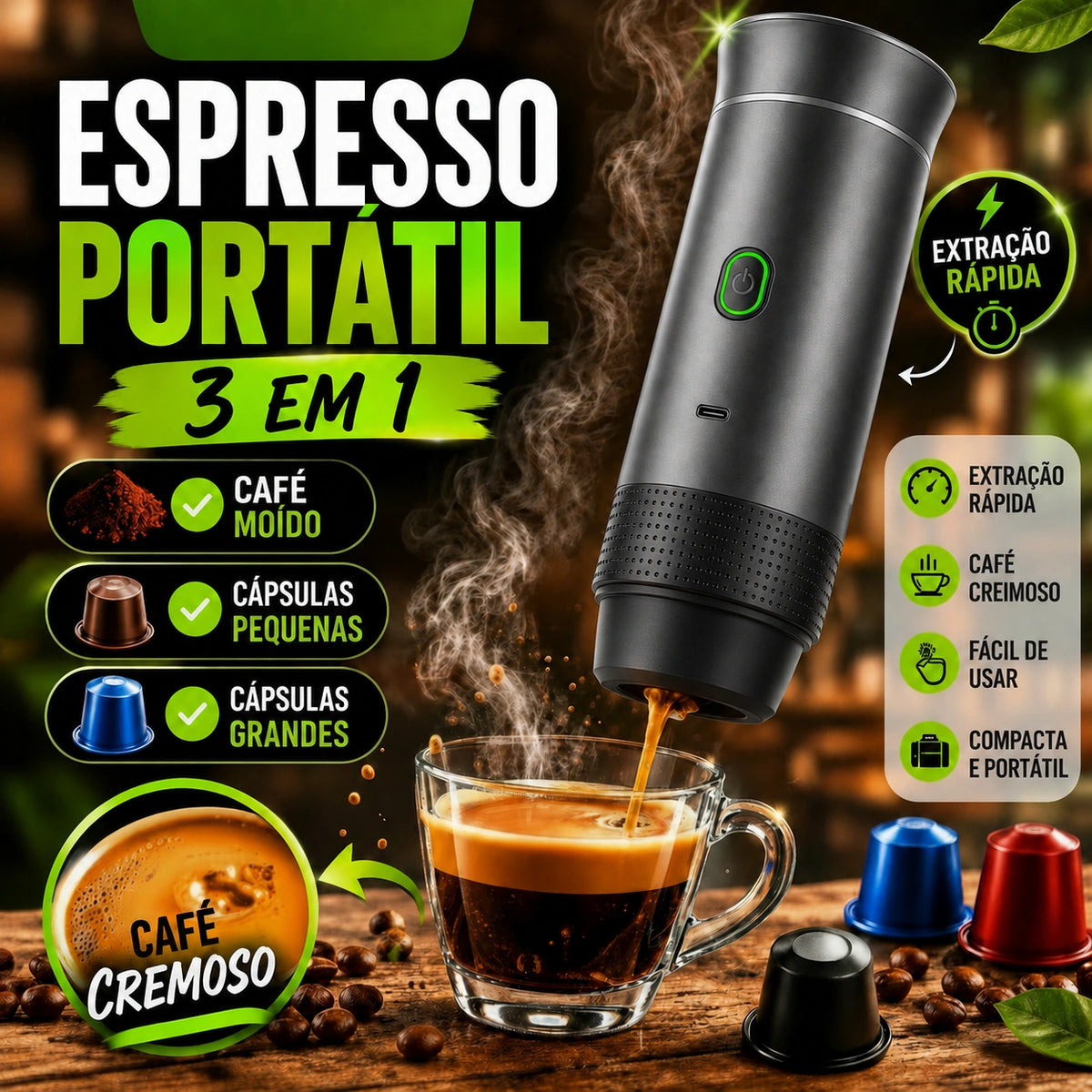 Máquina de Café Expresso 3 em 1 de Ótima Qualidade