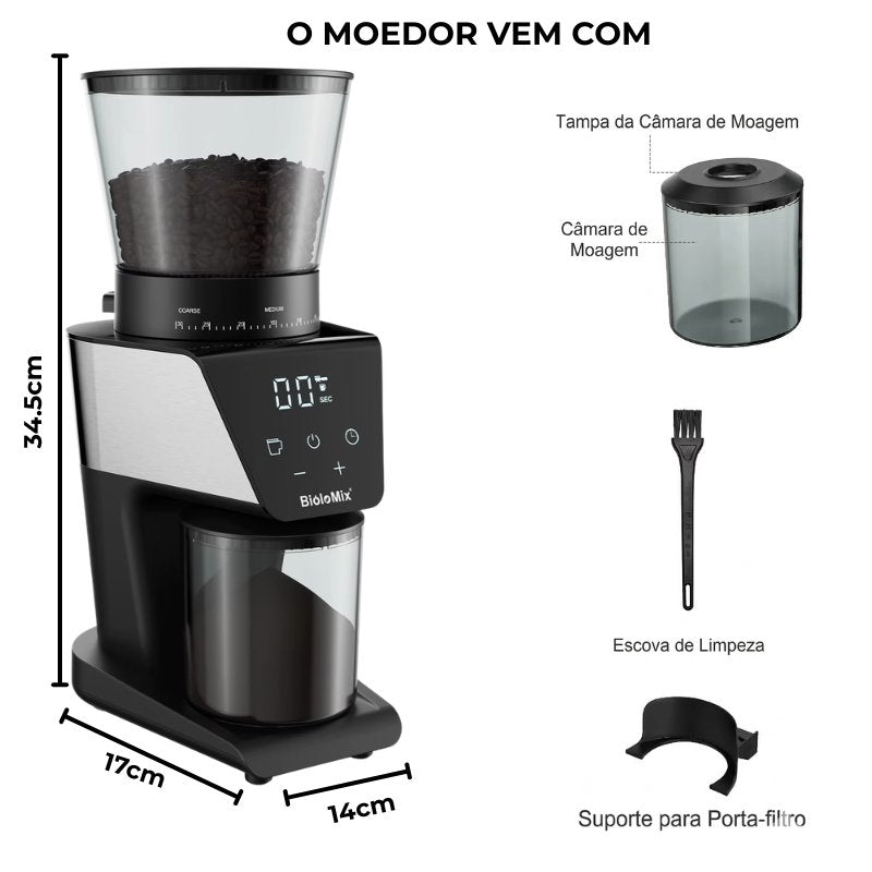 Moedor de Café Elétrico BioloMix | 30 Níveis de Moagem - Lumi Homi