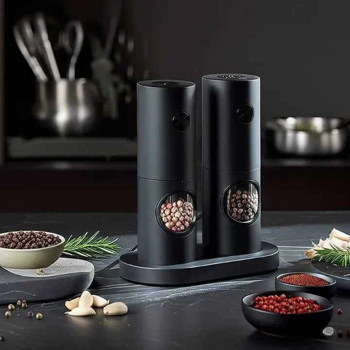 Moedor de Pimenta Nero Elétrico Lumi Homi - 2 Unidades + Suporte