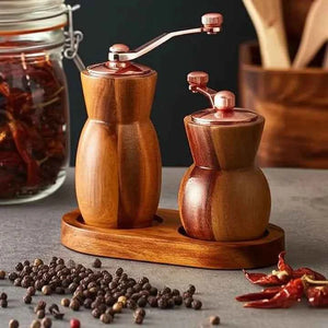 Moedor de Pimenta Manual Wood Lumi Homi | 2 Unidades + Base