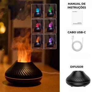 Umidificador de Ar e Difusor de Ambiente Vulcão Lumi Homi