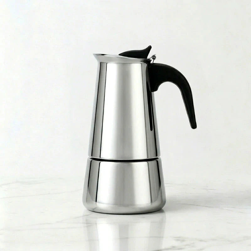Cafeteira italiana inox Bari 300 ml Lumi Homi em fundo claro