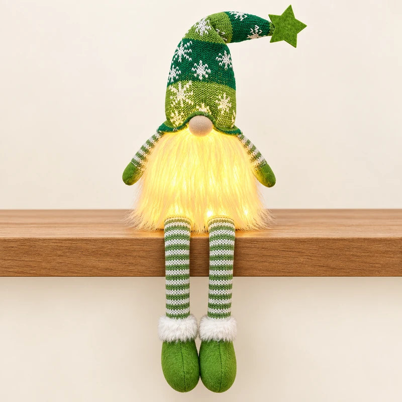 Gnomo iluminado verde com pernas longas