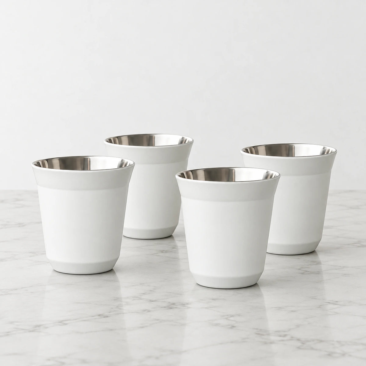Conjunto de Xícaras de Café Inox Branco 80 mL | Lumi Homi