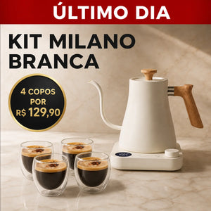 Kit Milano branca com 4 copos de parede dupla por R$ 129,90