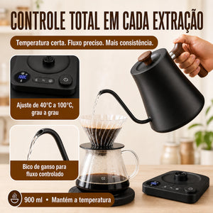 Controle total da Chaleira Elétrica 220V Preta Exclusiva Milano