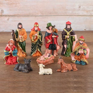 Conjunto completo com 10 peças do Presépio de Natal em Resina