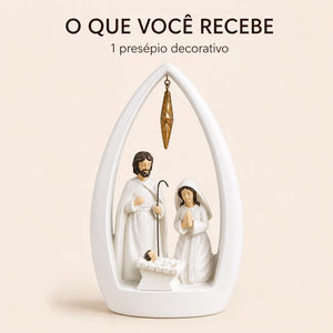 Conteúdo da caixa com um Presépio Sagrada Família branco